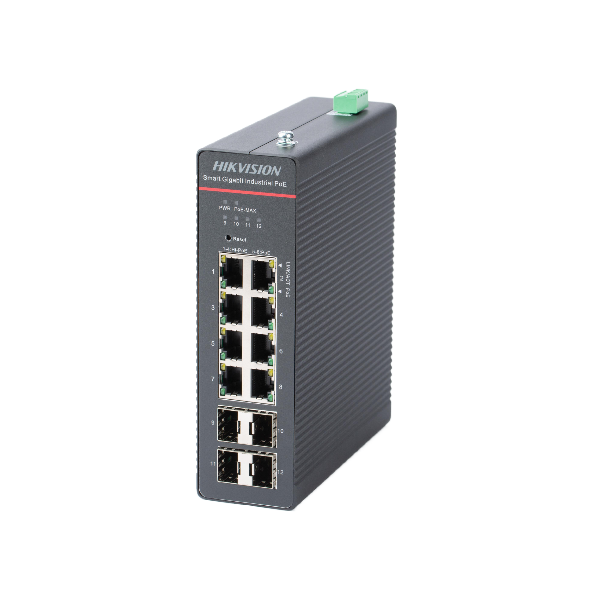 SWITCH POE HIKVISION DS-3T1512HP-SI-8P4FKIT(75W)